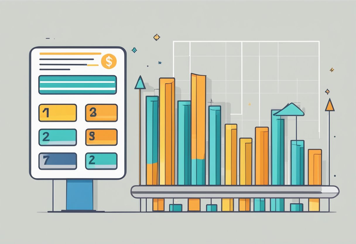 A bar graph with increasing bars representing "SellerCount" and a positive review rating next to it