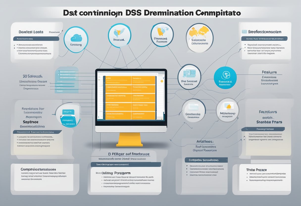 A computer displaying the Ds Domination program structure and offerings, with a list of features and benefits highlighted