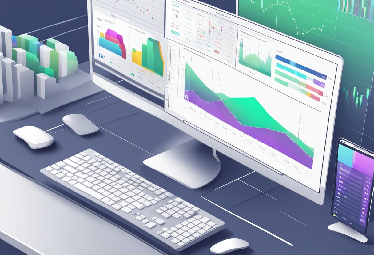 A computer screen displays various pricing and plan options for Sell The Trend review. Graphs and charts show sales trends and market analysis