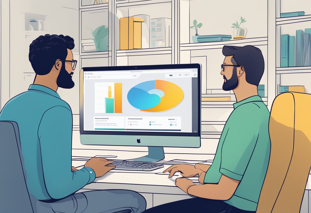 A customer interacts with Designcrowd's user-friendly interface while receiving prompt support from the team